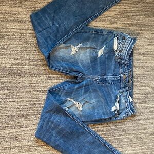 American Eagle Outfitters Men's Blue Distressed Skinny Jeans